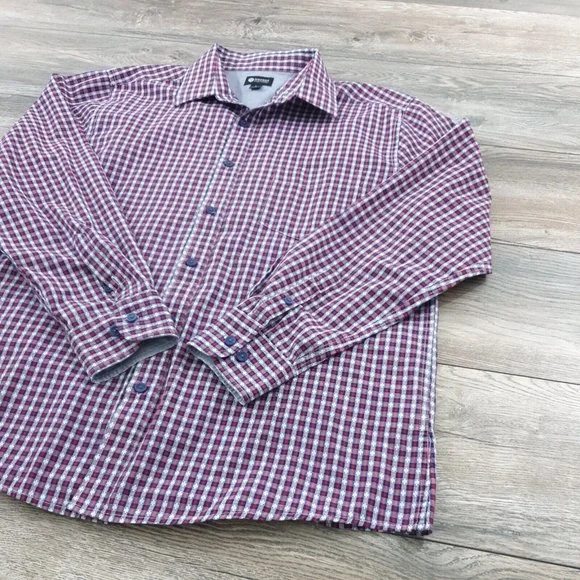 Haggar Clothing Mens Large Dress Shirt Long Sleeve Office Work Casual Patriotic - Picture 2 of 9